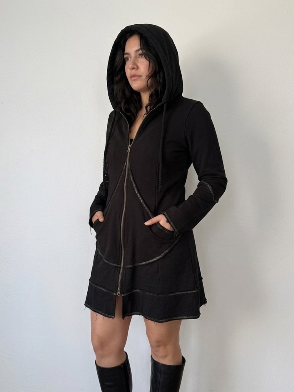 Autumn Teneyl Recycled Fabric Long Festival Zip Up Hoodie